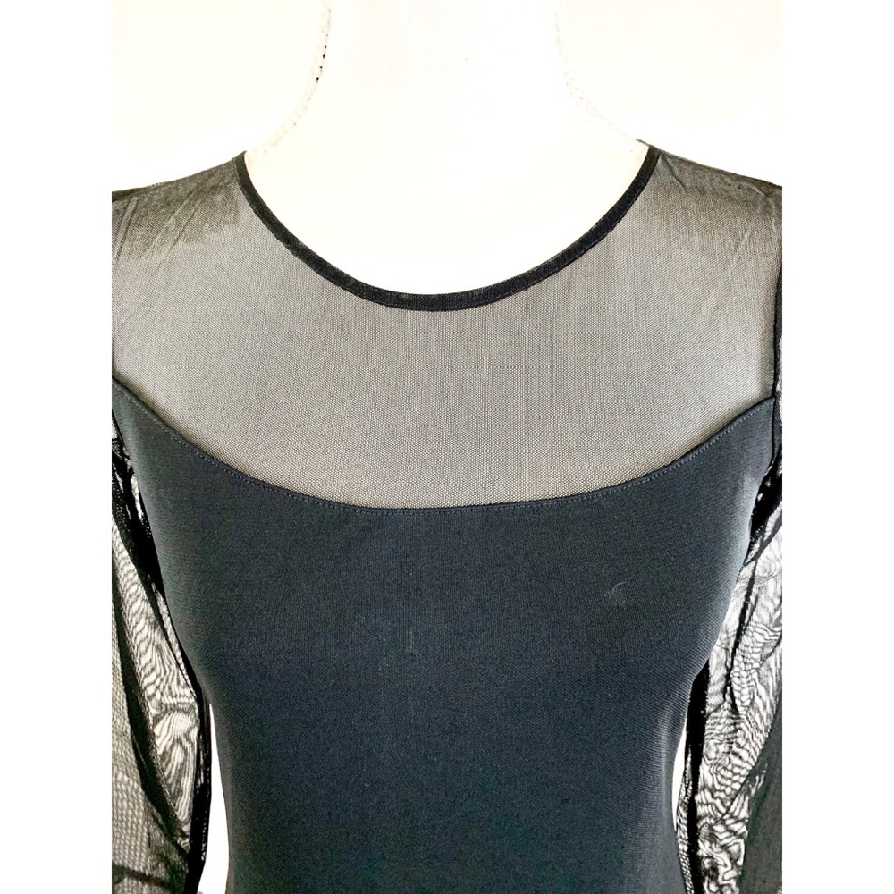 DONNA RICCO Sheer Top Little Black Dress - Picture 2 of 4